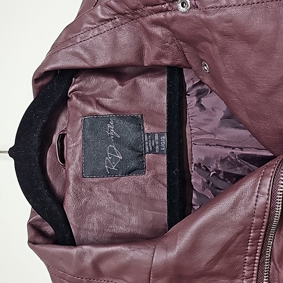 RD Style Merlot color Vegan Leather Zip Up Jacket Women’s Size Large - Picture 3 of 12